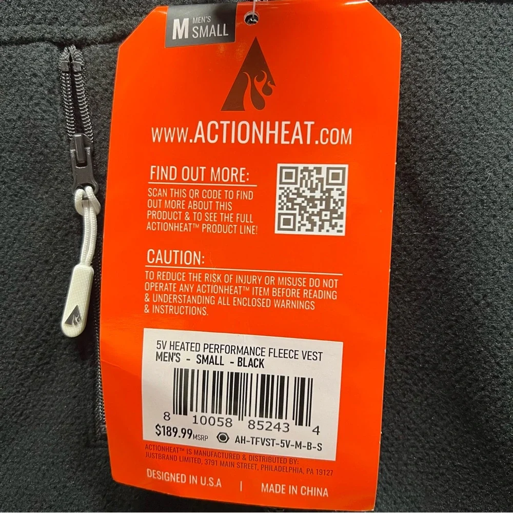 ActionHeat Men’s Black Heated Vest‎ Small